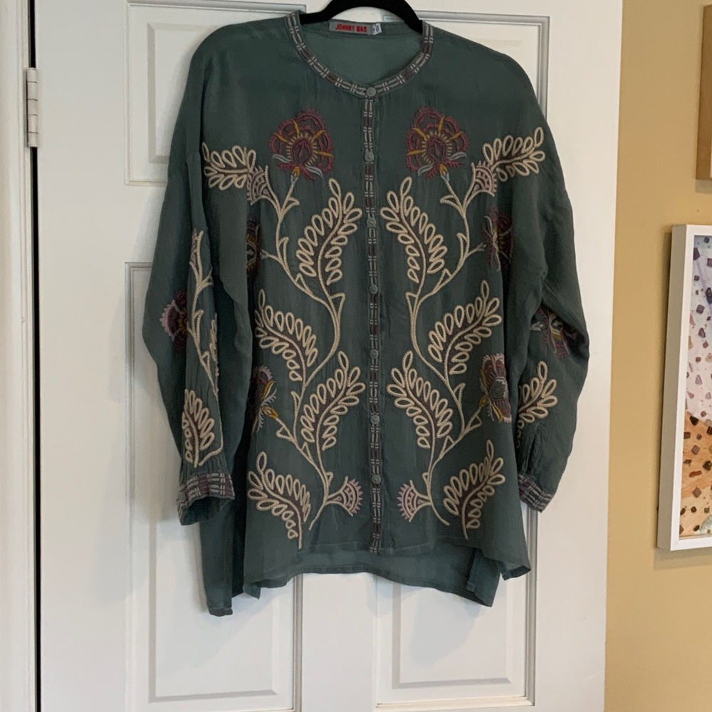 Johnny Was Sage Green Top